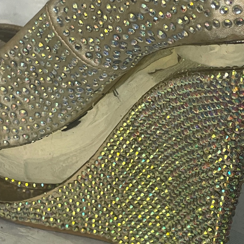 Bedazzled wedge type heel